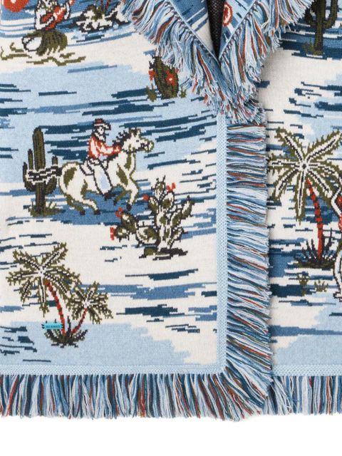 Alanui Tex-Hawaii Roundtrip fringed tapestry cardigan - Blue