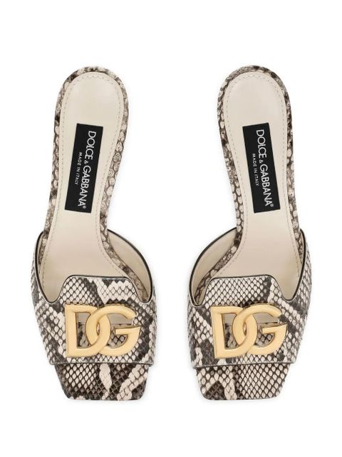 Dolce & Gabbana DG logo leather mules - Neutrals