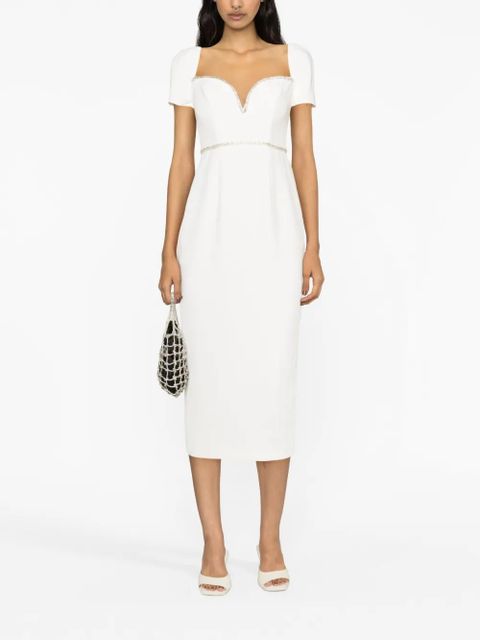 Self-Portrait White Diamante Trim Split crepe midi dress - zdjęcie produktu nr 2