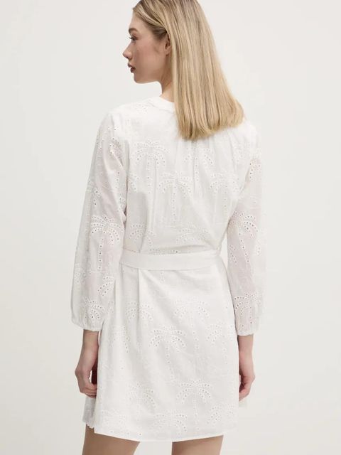 Desigual sukienka bawełniana TOURS kolor biały mini rozkloszowana 25SWVW09