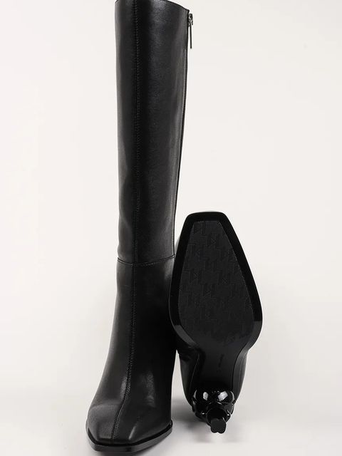 Karl Lagerfeld kozaki skórzane KARL NFT HEEL damskie kolor czarny na szpilce KL39175