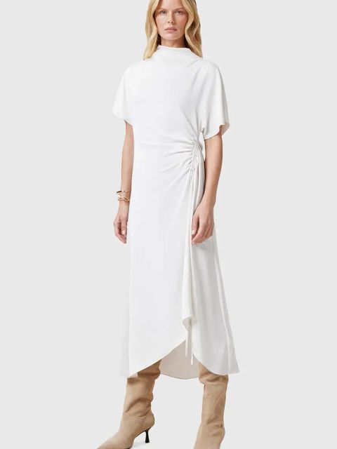 AllSaints sukienka ROSIE kolor biały midi rozkloszowana W043DC