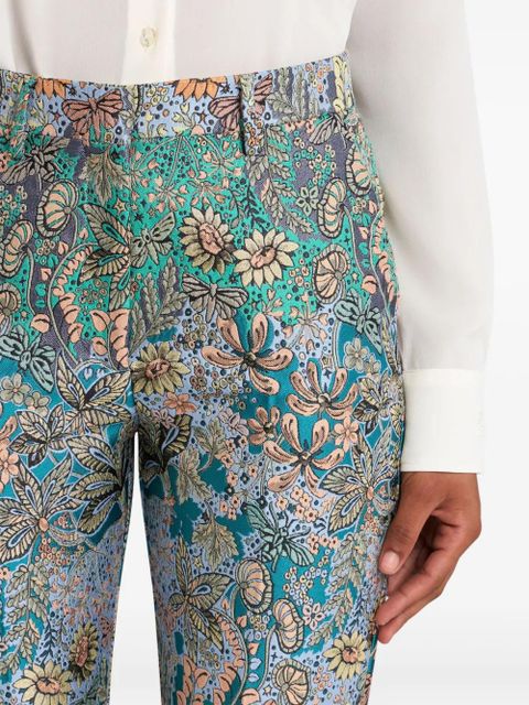 ETRO floral-jacquard cigarette trousers - Blue