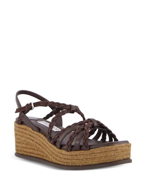 Jimmy Choo braided-leather wedge-heel sandals - Brown - zdjęcie produktu nr 2