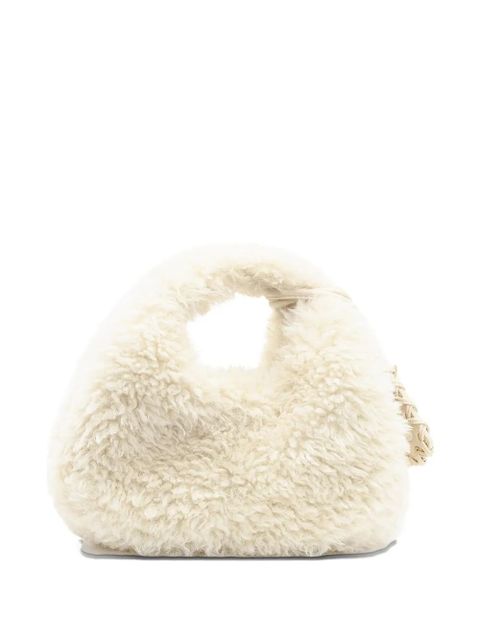GANNI fur hobo mini tote bag - Neutrals