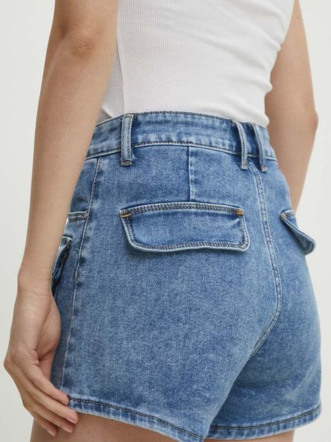 Answear.LAB szorty jeansowe damskie kolor niebieski gładkie high waist
