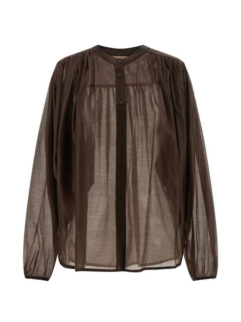 TWINSET semi-transparent puff-sleeve shirt - Brown - zdjęcie produktu nr 1