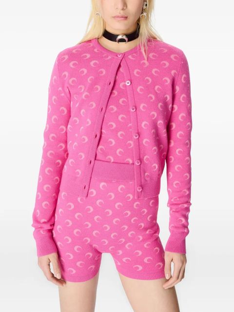 Marine Serre moon-jacquard knitted shorts - Pink - zdjęcie produktu nr 1