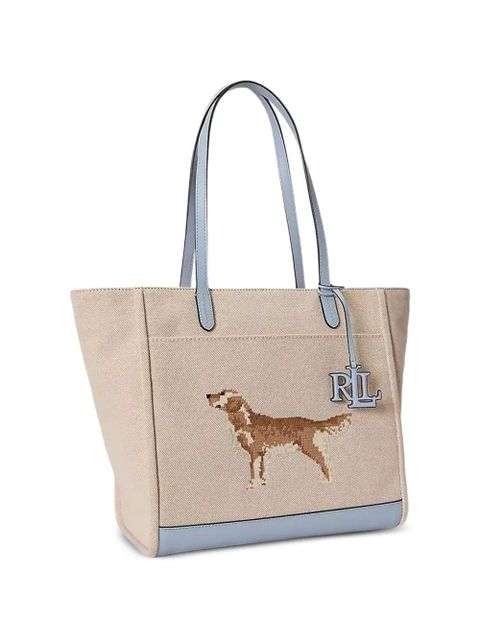 Lauren Ralph Lauren large Cameryn dog-embroidery tote bag - Neutrals - zdjęcie produktu nr 1