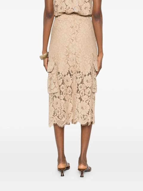 TWINSET lace-detail pocket midi skirt - Neutrals