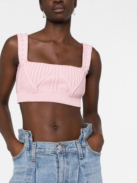 The Attico Miles ribbed-knit cropped top - Pink - zdjęcie produktu nr 2