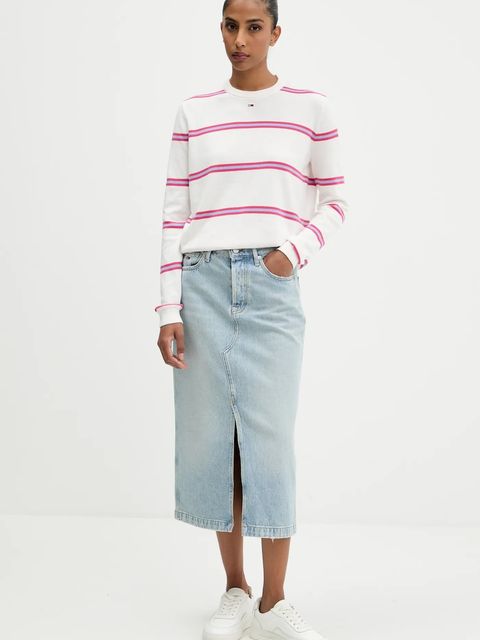 Tommy Jeans sweter bawełniany kolor biały lekki DW0DW20159 - zdjęcie produktu nr 2