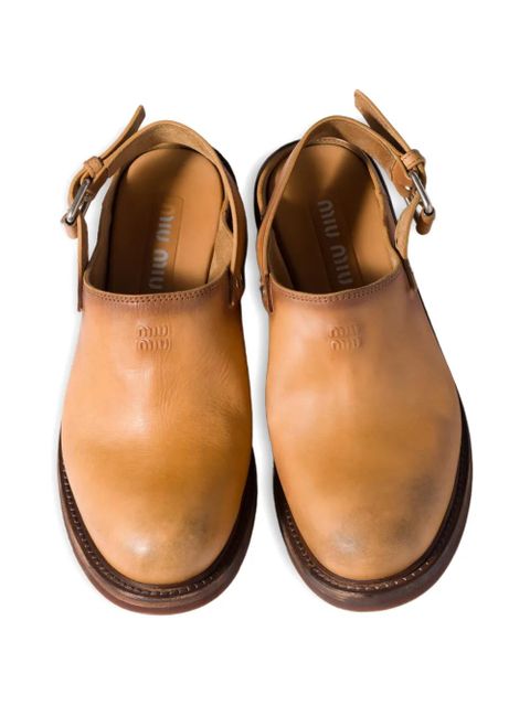 Miu Miu buckle leather mules - Brown