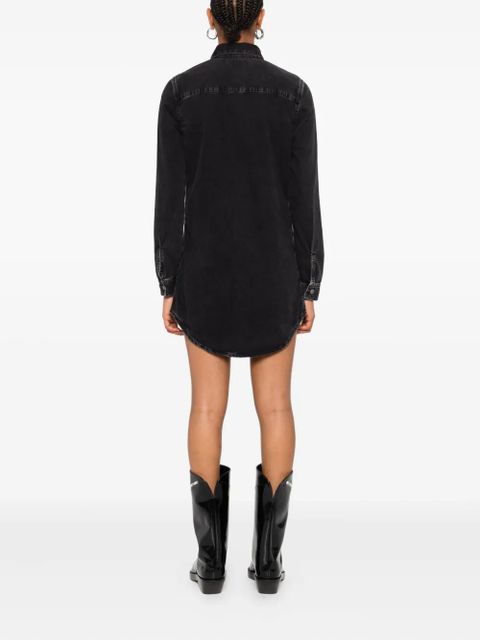 Diesel long-sleeve denim shirt mini dress - Black