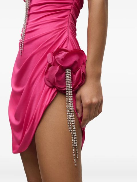 AREA crystal-embellished draped mini dress - Pink