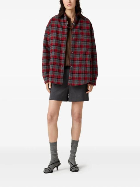 Miu Miu plaid-check down jacket - Red