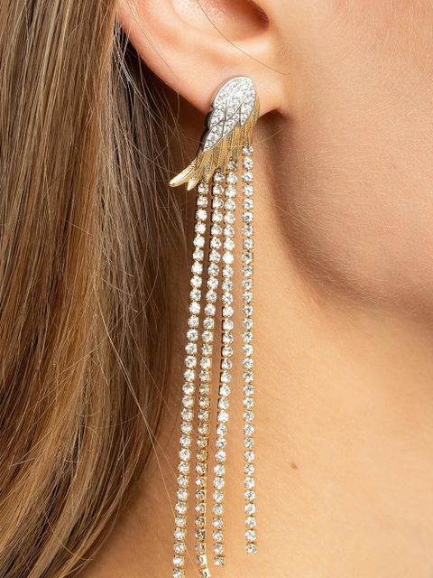 Zadig&Voltaire Rock Feather silver feather strass pendant earrings - Gold