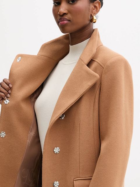 Liu Jo płaszcz z domieszką wełny kolor brązowy MF5119 J4873