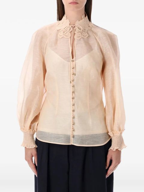ZIMMERMANN Rebellion lace-collar shirt - Neutrals - zdjęcie produktu nr 1