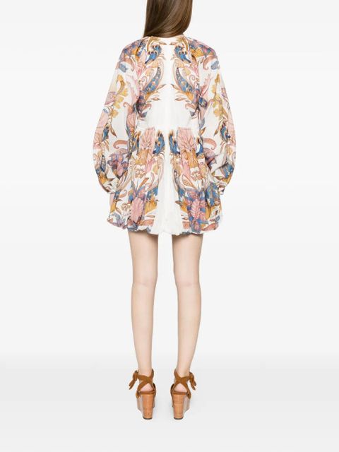 FARM Rio Sea Garden floral-print mini dress - White