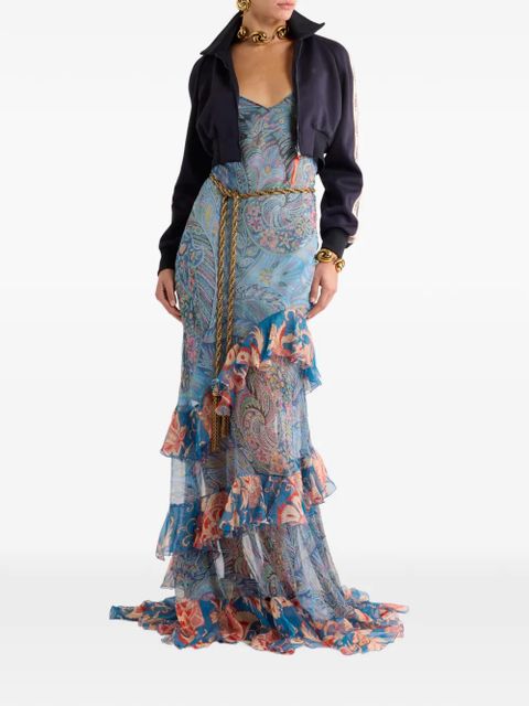 ETRO ruffled floral-print maxi dress - Blue
