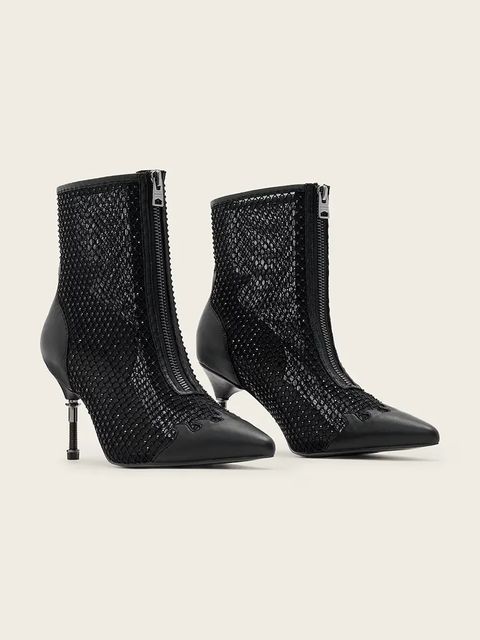 AllSaints botki Natasha Mesh Boot damskie kolor czarny na szpilce W076FD - zdjęcie produktu nr 2