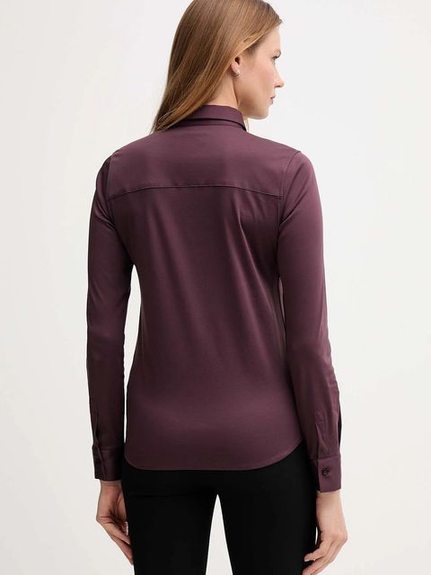 Mos Mosh koszula bawełniana damska kolor fioletowy regular z kołnierzykiem klasycznym