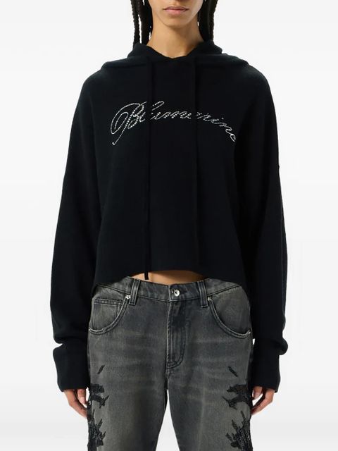 Blumarine rhinestone-embellishment hoodie - Black - zdjęcie produktu nr 2