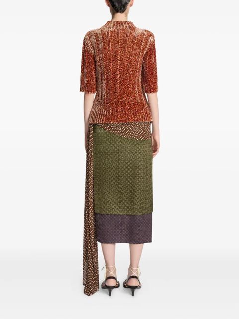 DRIES VAN NOTEN draped silk-satin midi skirt - Green