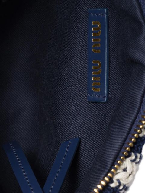 Miu Miu crochet and leather pouch - Blue
