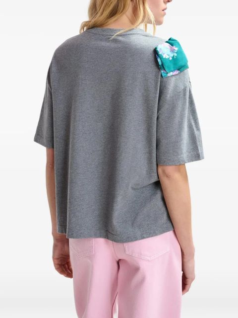 Essentiel Antwerp frill-detail graphic-print T-shirt - Grey