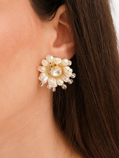 Vanina beaded crystal earrings - White - zdjęcie produktu nr 2