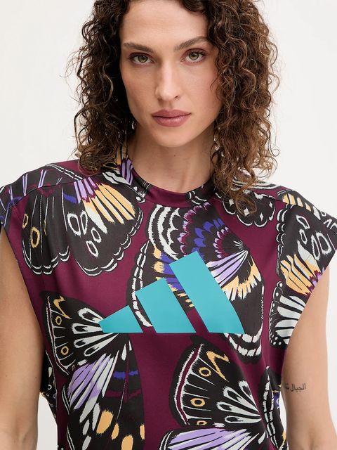 adidas Performance top treningowy x Farm Rio kolor bordowy KB5567 - zdjęcie produktu nr 2