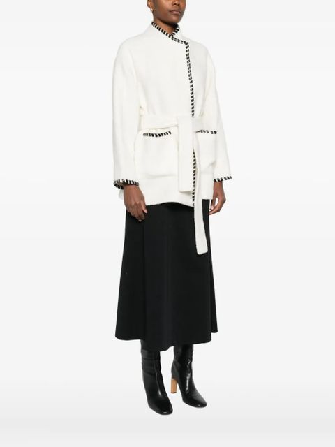 Maje braided-trim tied jacket - White - zdjęcie produktu nr 2