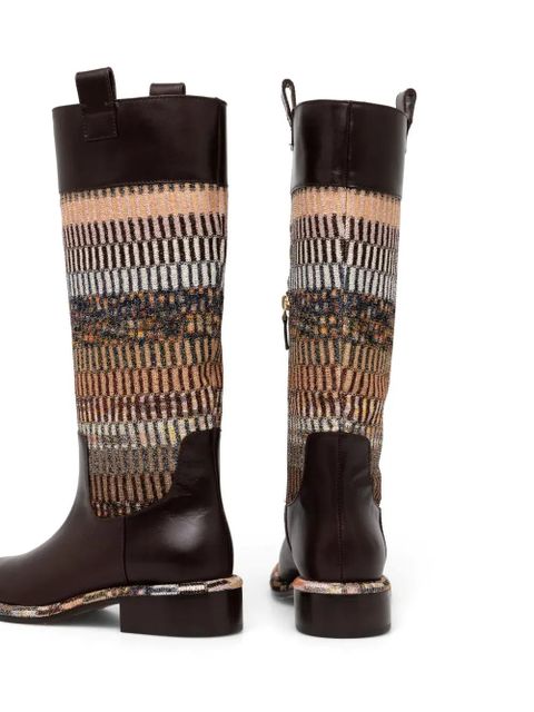 Missoni panelled knee-high boots - Brown