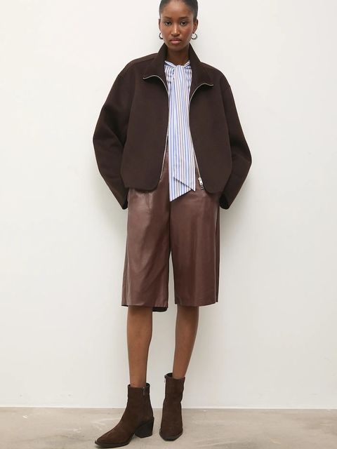 Answear.LAB botki zamszowe kolor brązowy na słupku lekko ocieplone