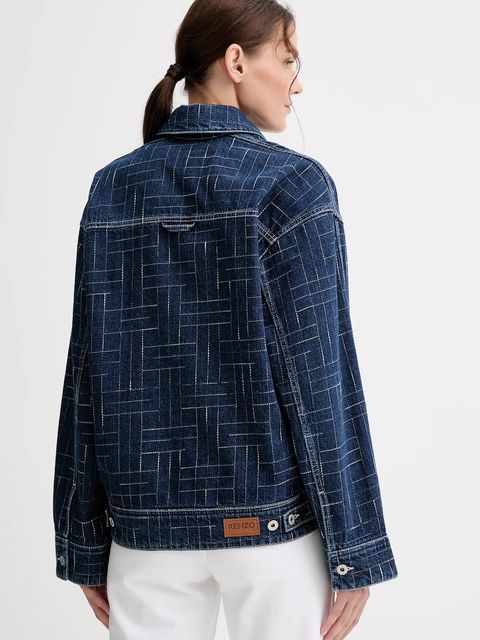 Kenzo kurtka jeansowa kolor niebieski przejściowa FF62DV2566V3