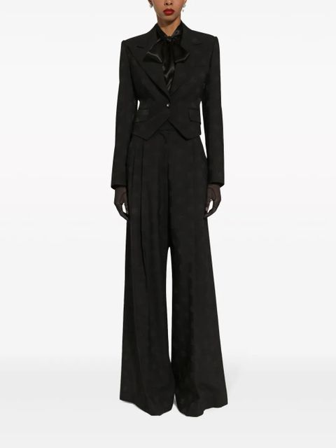 Dolce & Gabbana logo-jacquard wool palazzo pants - Black
