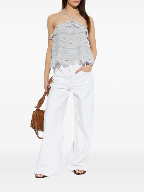 MARANT ÉTOILE Prisha broderie-anglaise ruffled top - Blue - zdjęcie produktu nr 2