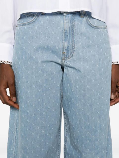 Maje printed cotton wide-leg jeans - Blue