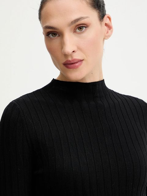 Morgan sweter damski kolor czarny lekki z półgolfem MROYA