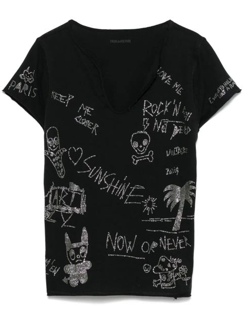 Zadig&Voltaire crystal-embellished T-shirt - Black - zdjęcie produktu nr 1