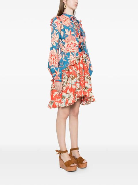 ETRO floral ruffled mini dress - Blue