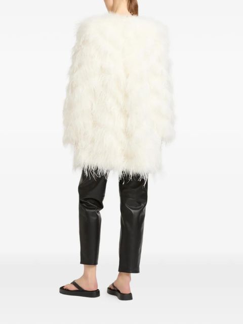 Yves Salomon feather long-sleeve coat - White