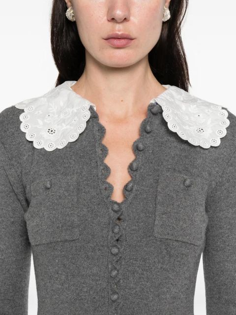 Self-Portrait lace collar pocket mini dress - Grey - zdjęcie produktu nr 2