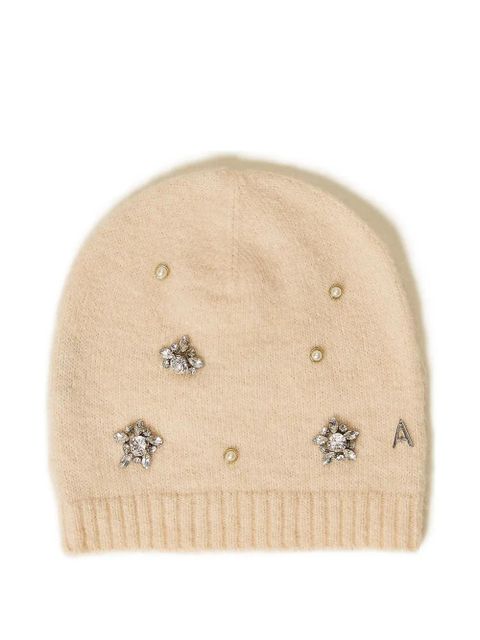 TWINSET embellished knitted beanie hat - Neutrals - zdjęcie produktu nr 1