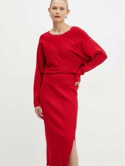 Morgan sukienka RMLIDO kolor czerwony maxi dopasowana RMLIDO