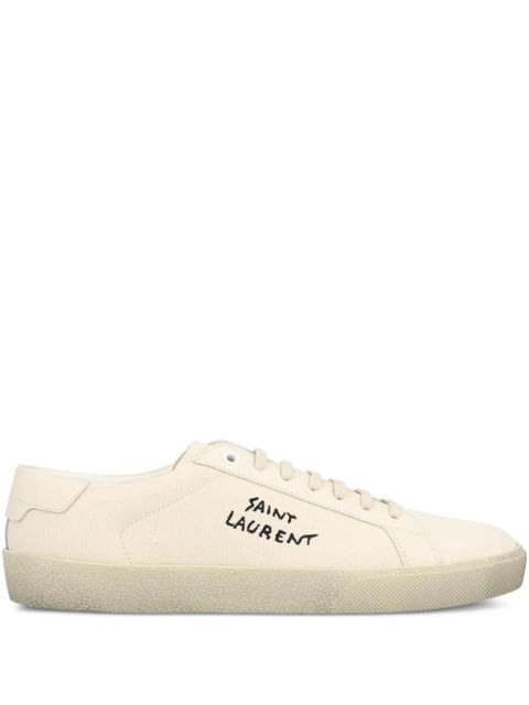 Saint Laurent Court logo-embroidered sneakers - Neutrals - zdjęcie produktu nr 1