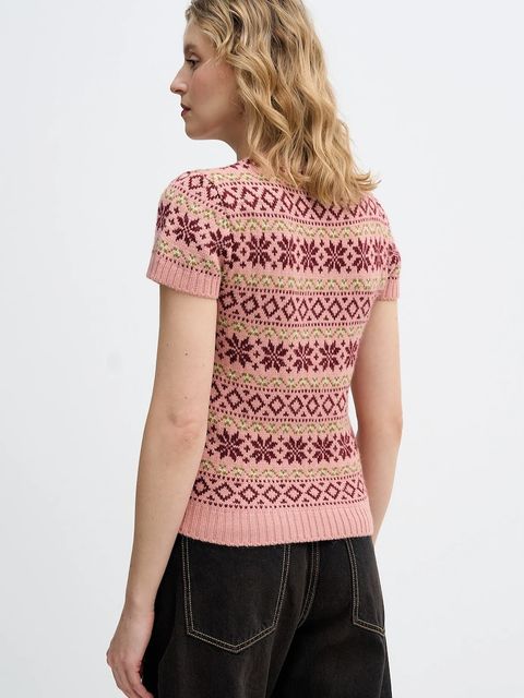 United Colors of Benetton sweter z dodatkiem wełny x Stranger Things damski kolor różowy 171RE10EN