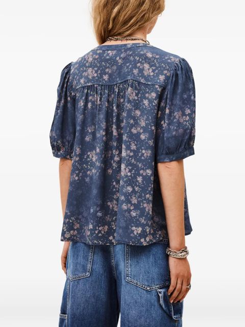 Ba&Sh Novella floral-print puff-sleeve top - Blue